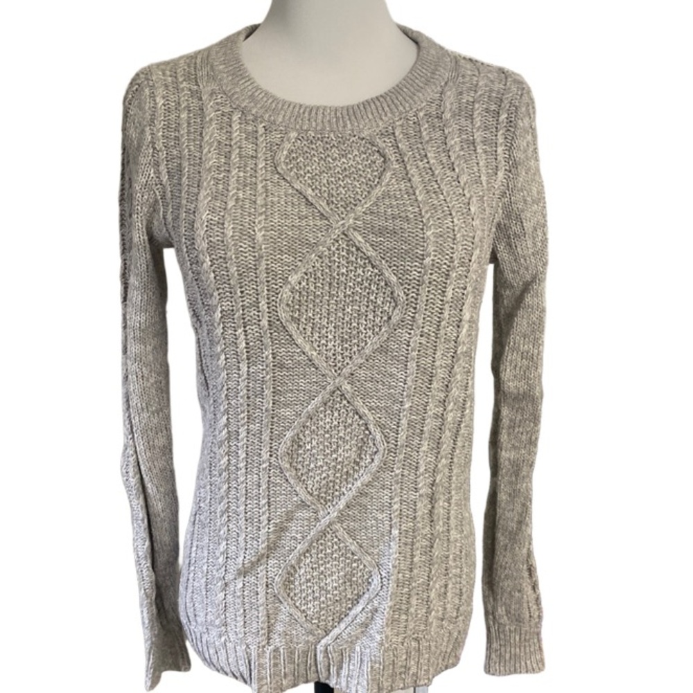 Old Navy Cable Knit Sweater Light Grey Small